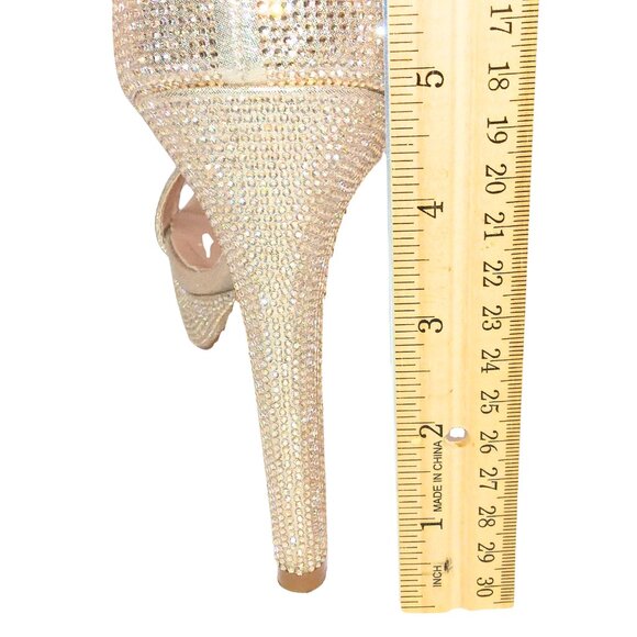 DE BLOSSOM COLLECTION CHAMPAGNE SHIMMER PLATFORM HIGH HEELS - SIZE 7.5 - Picture 8 of 9
